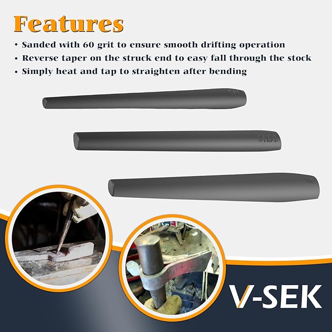 Blacksmith Drift Kit Bladesmith Hammer Eye Drift Tool Set For Forging Tongs, Tomahawk, Axe (3 Pack with Different Sizes)