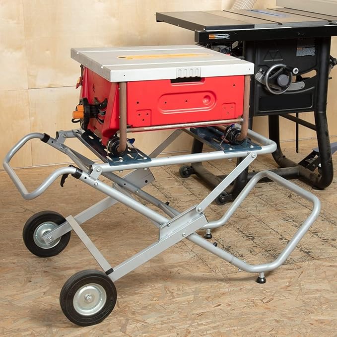 POWERTEC Table Saw Stand with Wheels, Portable Stand w/ 330Lbs Load Capacity, Foldable Design for Easy Storage in Garage, Compatible with Dewalt Table Saw (MT4009)