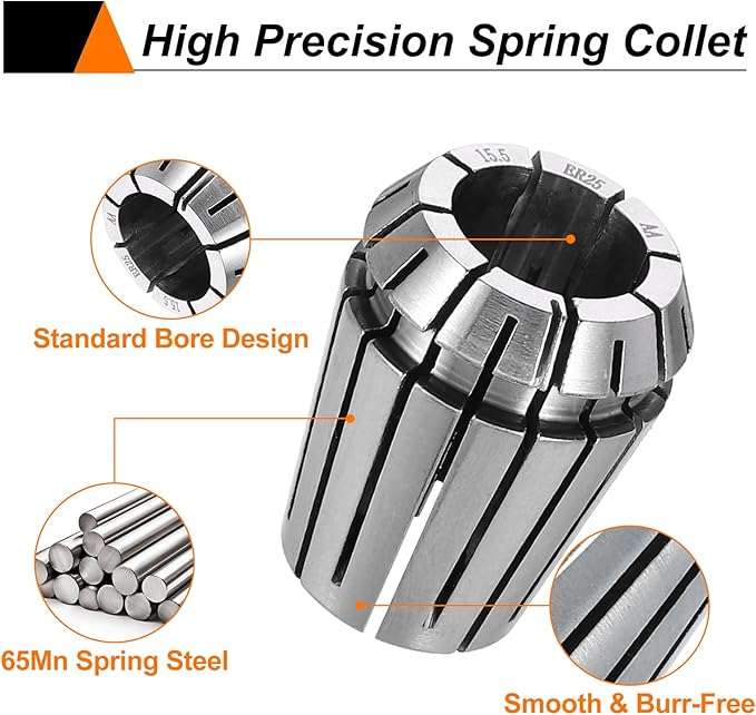 HARFINGTON Spring Collet Chuck ER25 15.5mm 65Mn Spring Steel Precision Router Collets for CNC Engraving Milling Lathe Tool