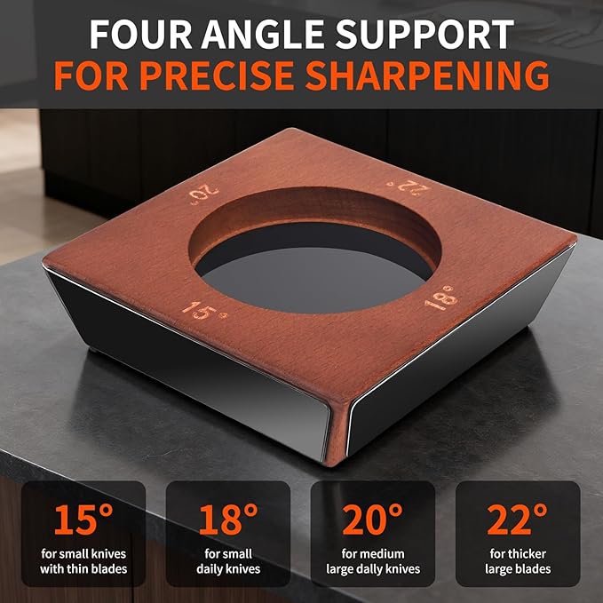 NUCLR Knife Sharpener Kitchen Knife Sharpeners with Magnetic Holder with Diamonds and Ceramic Easy Rolling Knife Sharpening Kit With 15, 18, 20 & 22 Degrees