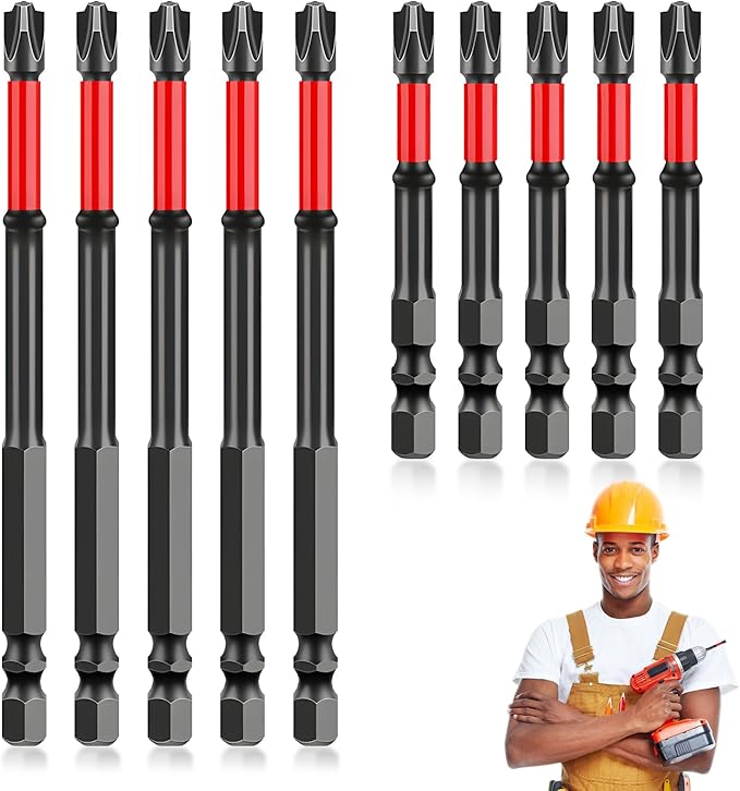 FPH2 Impact Screwdriver Bit Set - S2 Steel 65mm & 110mm Slotted Heads 1/4 Inch Hex Shank, CNC Machined Tips with Magnetism, Cross Slot Screw Driver Drill Bits Used Electricians