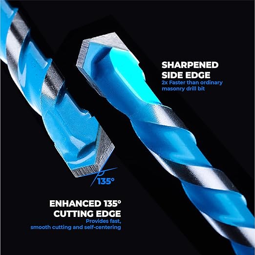 toolant 5/16" Concrete Drill Bit Set & Masonry Drill Bit Set, Shockproof Hex Shank Hammer Drill Bit Set for Glass/Brick/Plastic/Cement/Tile, Industrial Strength Carbide Drill Bit Tip 1/4" Box of 10
