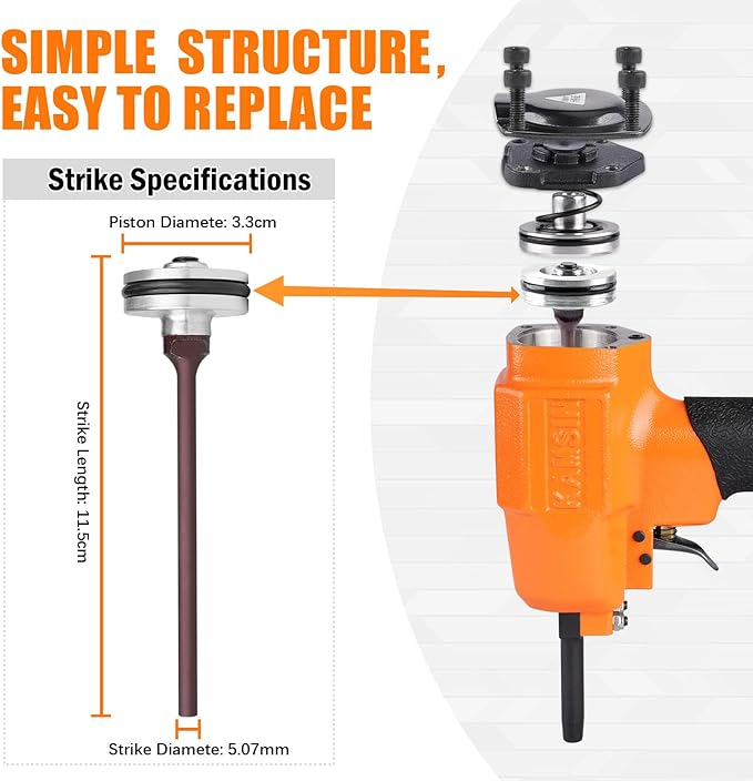 KT38 Pneumatic Nails Puller for Recycling Removing Nails shank diameter of 3-5 mm (0.118"-0.196") Air Punch Nailer Air Power Nail Remover Gun Nail Puncher Light Weight Denailer Gun