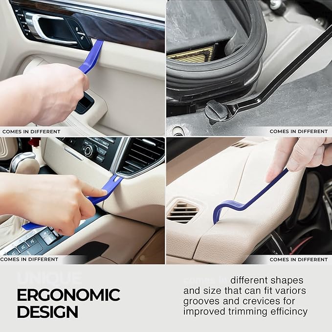 Siless Auto Trim Removal Tool Set - 12pcs - Auto Trim Tool Car Tools, Easy Door Panel Removal Tool, Fastener Removal, Clip, Molding, Dashboards, Interior Trim Tools (No Scratch Plastic Pry Tool Kit)