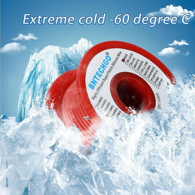 BNTECHGO 18 Gauge Silicone Wire Spool 50 ft Red Flexible 18 AWG Stranded Tinned Copper Wire