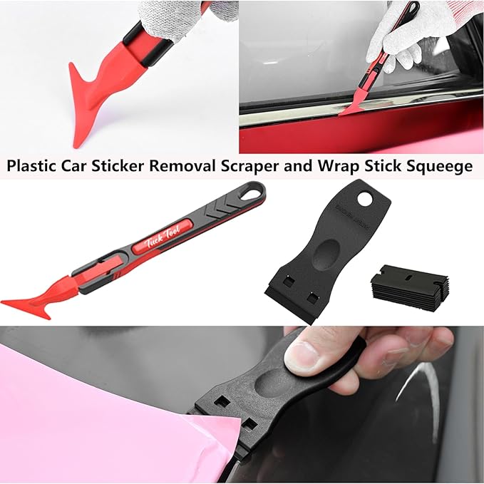 EHDIS Window Tint Kit Vinyl Wrap Tool with Bulldozer Squeegee,Windshield Back Tint Scraper, Small Rubber Squeegee, Wrap Stick, Film Cutter for Car Wrapping Window Film Installation