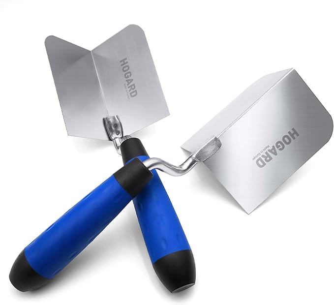 HOGARD 2 Pack Corner Tool Set | Stainless Steel Drywall Trowel with Internal and External Angle and Soft Grip Handle