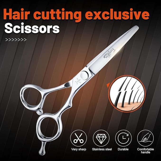 High-end Professional Extremely Very Sharp Barber Hair Cutting Scissors Hairdresser Shears For Hair 5.5 Inch Haircut Scissor Made Of Stainless Steel For Hairdressing Salon and Home Use