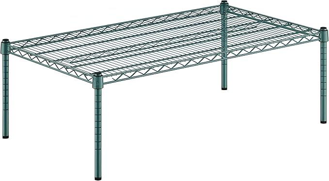 24" x 42" x 14" Green Epoxy Wire Storage Shelf, Dunnage Rack, Commercial 1 Tier Small Shelf