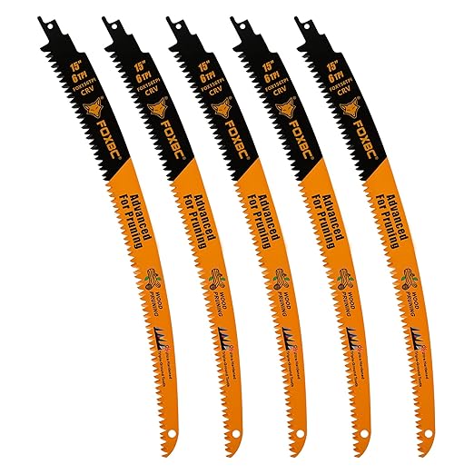 FOXBC 15 Inch Japanese Teeth Reciprocating Saw Blade 6TPI, Curved Edge Wood Pruning Saw Blades Cutting for Tree Trimming, Wood - 5 Pack