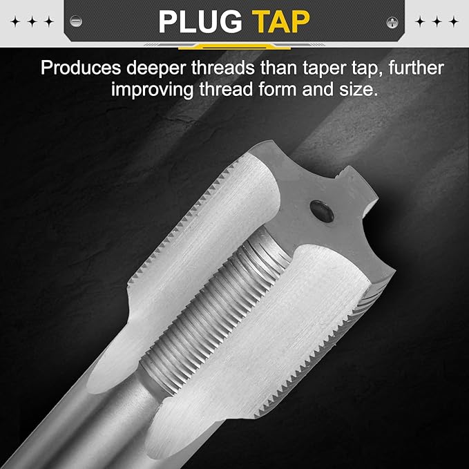 uxcell Hand Plug Tap M35 x 1.5 H2 Metric Thread Plug Style Taps Straight Flute Screw Tapping Threading Tool High Speed Steel HSS6542