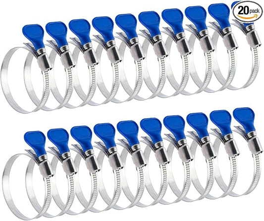 POWERTEC 70262-P2 2-1/2 Inch Key Hose Clamp, Thumb Screw Key Adjustable Stainless Steel Hose Clamps for Dust Collection, Dust Collector and Dryer Vent Hose, Pipe Clamp, RV Clamp,Worm Gear Clamp,20pack