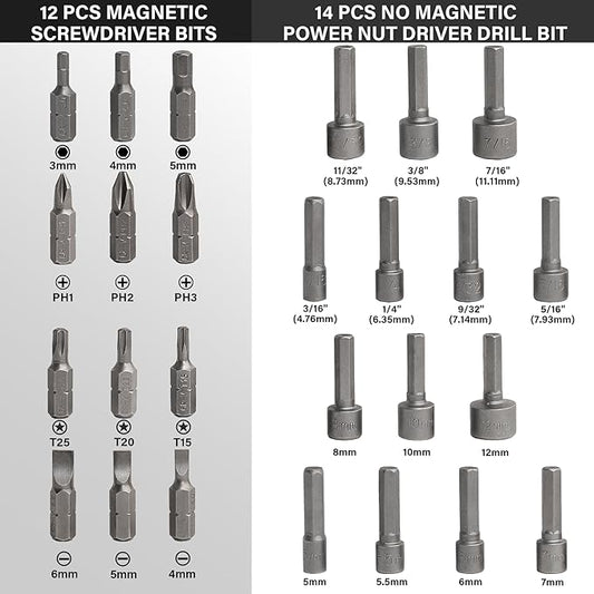HAUTMEC 28 Pcs Magnetic Ratcheting Screwdriver Set, Multi-bit Screw Driver Set Including CRV Screwdriver Bits, Nut Driver Set and Telescoping Magnetic Pickup Tool for DIY, Electronics, Auto Repair
