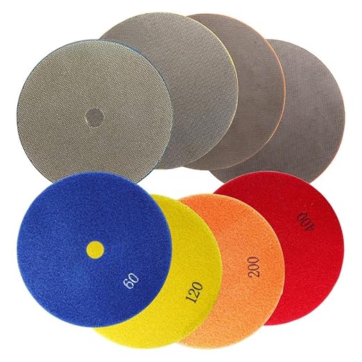 7 Inch Electroplated Diamond Grinding/Polishing Pads Sanding Granite Concrete Glass Metal Stone Grinding Disc(grit 60/120/200/400-4pcs)