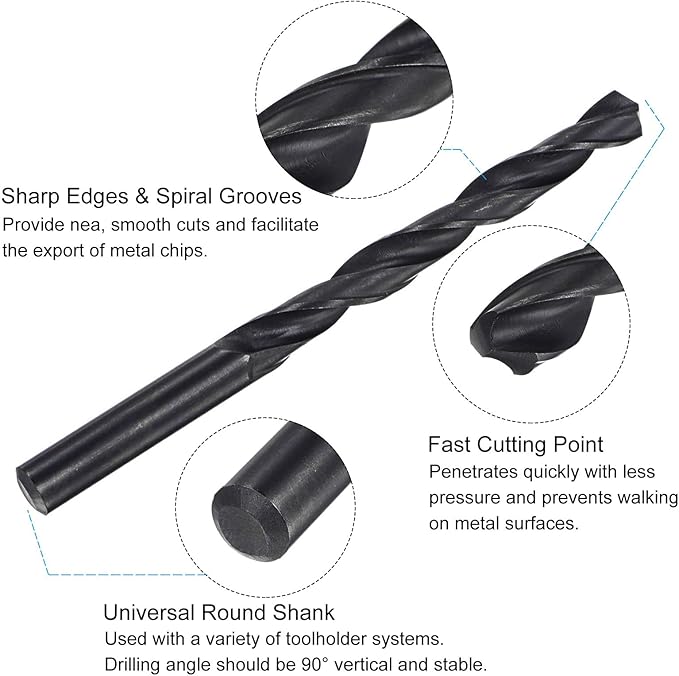 uxcell Tap and Drill Bit Set, 3/8-24 UNF Thread Tap & 1/3" Black Oxide Twist Drill Bit, Straight Flute Tap Tapping Threading Repair Tool Kit