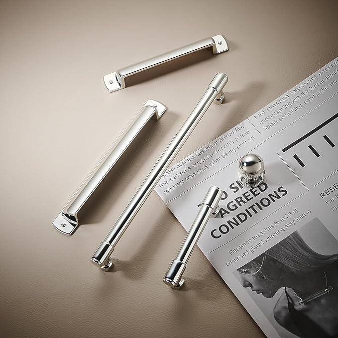 khtumeware 10 Pack 3-1/2 Inch Center to Center Polished Nickel Cabinet Pulls Cabinet Handles Kitchen Cabinet Hardware for Cupboard Drawer Pulls Dresser Handle 3.5 Inch Center to Center