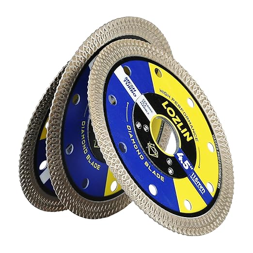 3-Pack 4.5" Diamond Multi-Purpose Saw Blades - Heavy Duty Angle Grinder Discs for Cutting Marble/Quartz/Stone/Tile/Metal/Plastic (Black Rippled, 3)