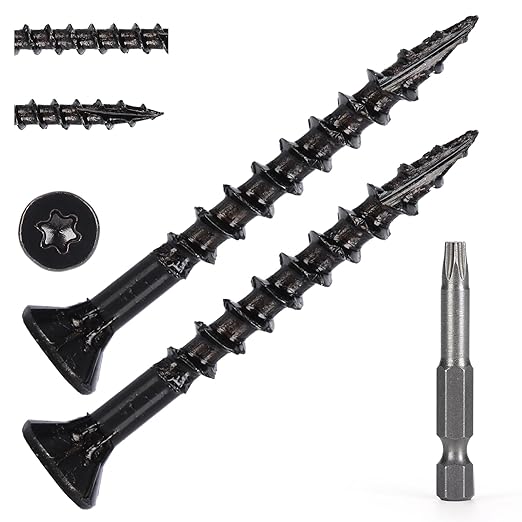 Wood Screws #8 x 1-5/8?쇺? T25 Star Torx Drive Flat Head Deck Screws, Black, 154Pcs (1lb)