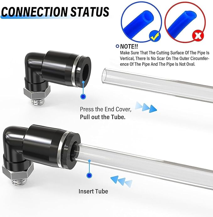 TAILONZ PNEUMATIC Male Elbow 1/4 Inch Tube OD x UNF 10-32 Thread 90 Push to Connect Fittings PL-1/4-U10 (Pack of 10)