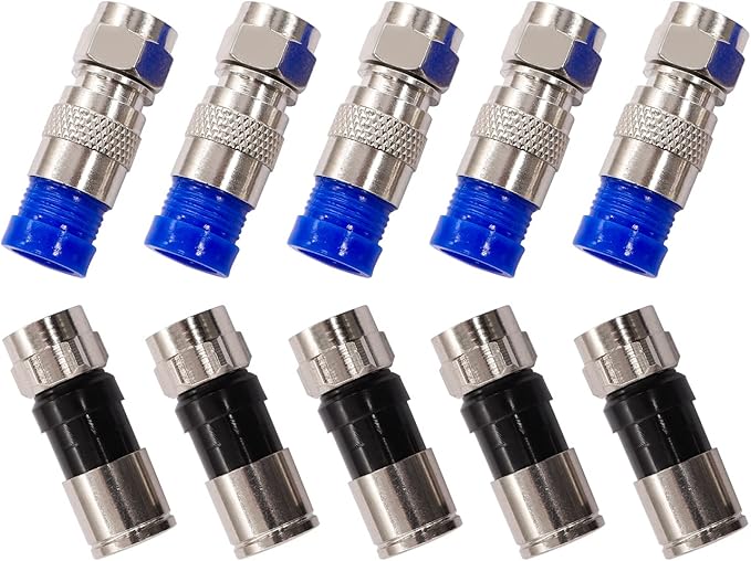 mxuteuk Coax Cable Crimper Kit Adjustable RG6 RG59 RG11 75-5 75-7 Coaxial Compression Tool Fitting Wire Stripper With 10 pcs F Compression Connectors
