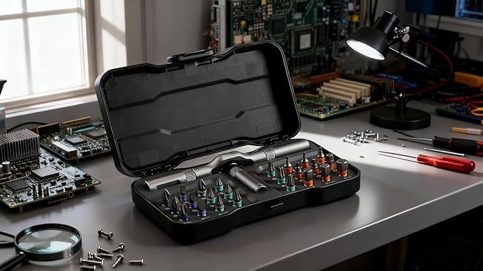 24 in 1 Magnetic Screwdriver Set, Multifunctional Screwdriver Tools, DIY Ratchet Screwdriver Set with Detachable Ratchet Handle&Storage Case Portable Repair Tool Kit for DIY, Laptops, Bicycles