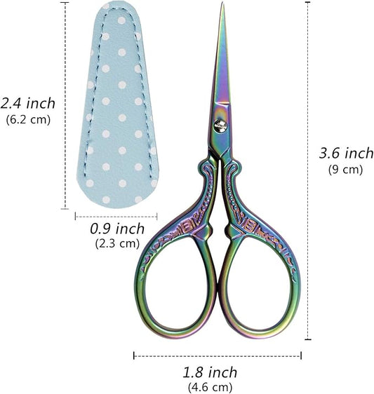Cute 3.6inch Embroidery Scissors Crafting Sewing Threading Needlework Scissors with Leather Scissor Cover for Sewing Handicrafts Tool Craft Art Work and Everyday Use