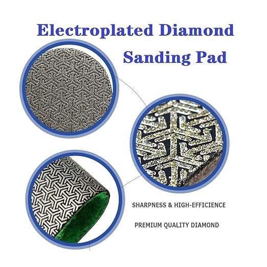 2inch 50mm Electroplated Diamond Sanding Pad, 60/100/200/4000Grit Grinding Sandpaper Pad & M14 Thread Hook and Loop Backing Holder for Detail Fine Buffing Polishing Trimming (5Pcs/Set)
