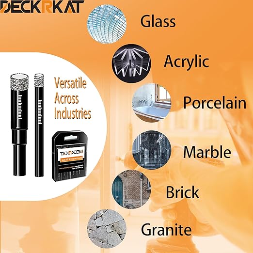 5 Piece Diamond Drill Bits Set, Core Drill Bits for Hard Materials - Tiles Ceramics Glass Stones ??Built in Coolant, Fast Dry Drilling - Sizes 3/16" 1/4" 5/16" 3/8" 1/2" - Round Shank, Storage Case