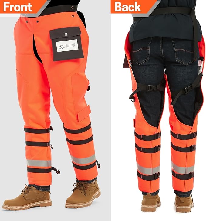 Technical Wrap Chainsaw Chaps by UL Class A 8 Layers Chainsaw Pants Apron Style Orange