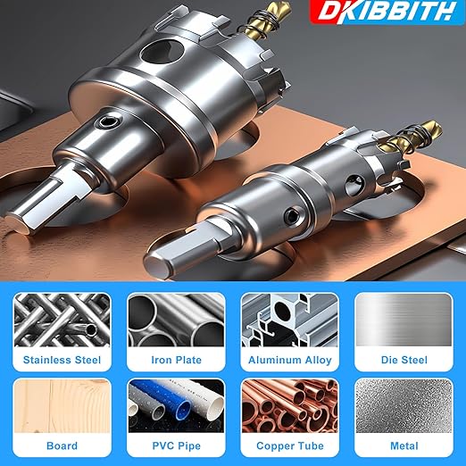 DKIBBITH TCT Hole Saw Set, 2-Pack 9/16" (14mm) Heavy Duty Tungsten Carbide Tipped Hole Cutters for Stainless Steel, Copper, Iron, Brass, Plastic with Titanium-Plated Pilot Drill Bits
