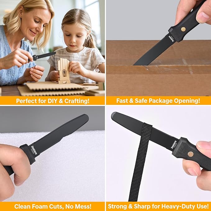 Zentara 2-Pack Cardboard Cutter ??No Blade Replacement, Serrated Corrugated Knife for Precision Box Cutting, DIY Crafting, and Recycling ?밐eavy Duty Ergonomic Handle & Anti-Stick Coating