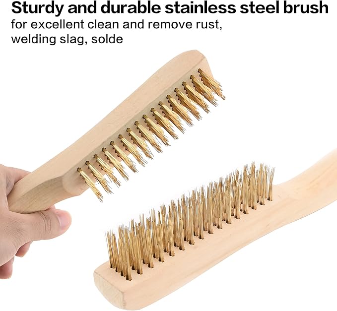 Wire Brush,2 Pcs 10 Inch Stainless Steel Wire Scratch Brush for Cleaning Removing Slag and Rust Removal (2 Pcs Stainless Steel Brush)