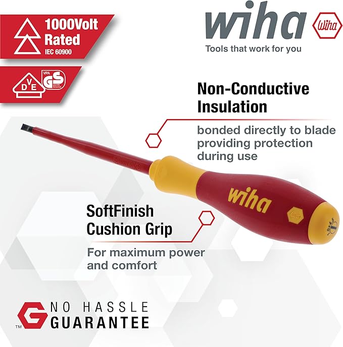 Wiha 32080 10 Piece Insulated SoftFinish Cushion Grip Screwdriver Tray Set