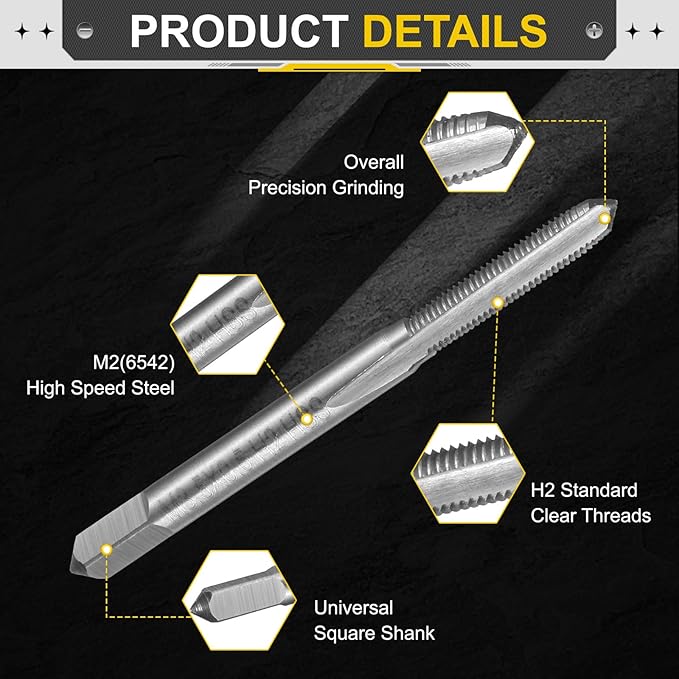 uxcell Hand Plug Tap M3.5 x 0.5 H2 Metric Thread Plug Style Taps Straight Flute Screw Tapping Threading Tool High Speed Steel HSS6542