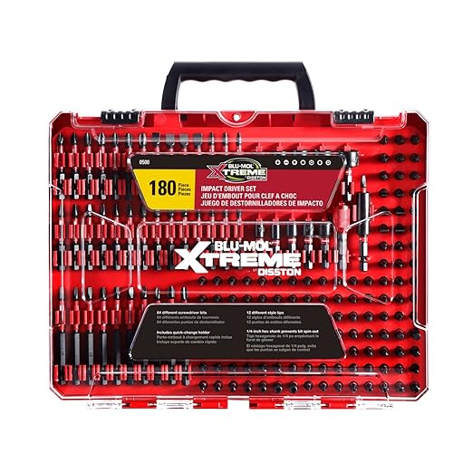 Disston BLU-MOL Xtreme 180 Piece Impact Driver/Screwdriver Bit Set E0100501
