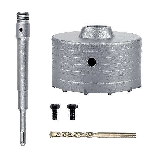 120mm (4-3/4 inch) Concrete Hole Saw with 220mm SDS Plus Connecting Rod, Tungsten Carbide Teeth (7.7mm x 4mm) Cement Hole Saw for Concrete Cement Brick Wall Stone 120mm (4-3/4 inch)
