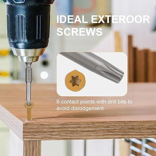 Wood Screws #8 x 1-1/2?쇺? T25 Star Torx Drive Flat Head Deck Screws, Tan, 165Pcs (1lb)