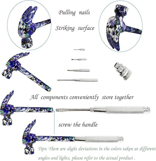 6 in 1 Flower Hammer & Screwdriver Tool, All In One Screwdriver Hammer Tools Set, Best Gift for Birthday Valentine's Mother's day Christmas Thanksgiving Halloween