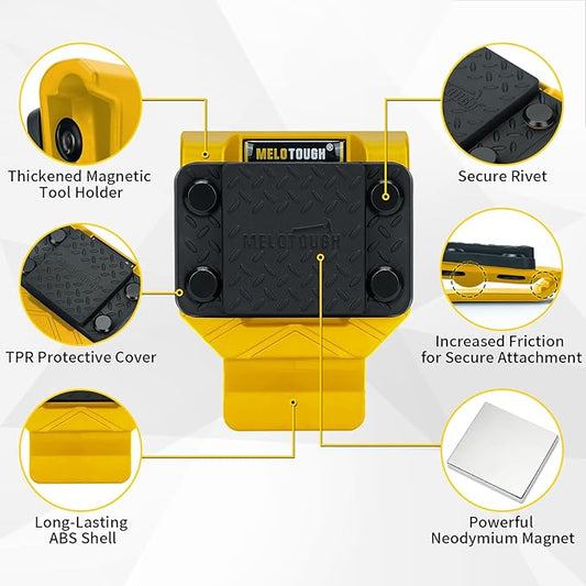 MELOTOUGH Magnetic Tool Holder, N48 Strong Magnetic Belt Clip for Nails, Screws, Drill Bit, Wrenches, Screwdrivers, Hammer, Sockets and Other Metal Tools and Hardware - Fits Up to 2.7" Belt