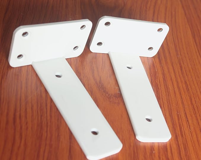 4 Pack - 5 inch White Hidden L Shelf Bracket (1/5 Inch Thicked) Iron Floating Shelf Brackets Rustic Industrial Metal Brackets for Shelf Support