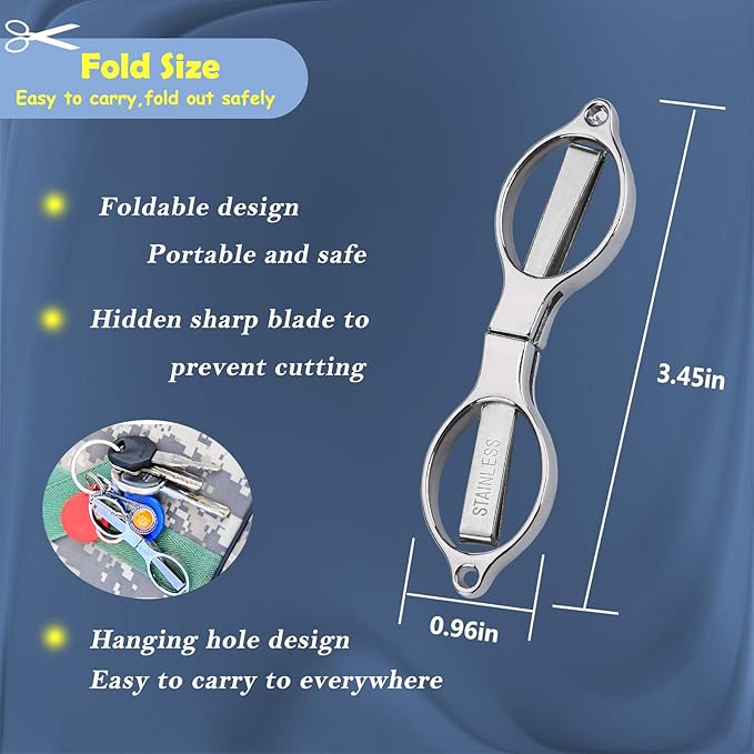 firiKer Home Office Travel Folding Scissors, Stainless Steel Telescopic Cutter, Christmas Stocking Stuffers for Men & Women, Christmas Gifts Stocking Stuffer Ideas, Trip Scissors for Xmas gift