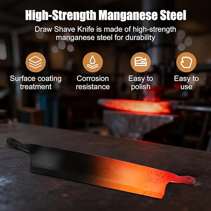 10'' Draw Knife,Draw knife debarking tool,Curved Draw Knife,Draw Shave Tool Debarking Hand Tool,ergonomic handle,simple and effortless to use,bark stripper tool