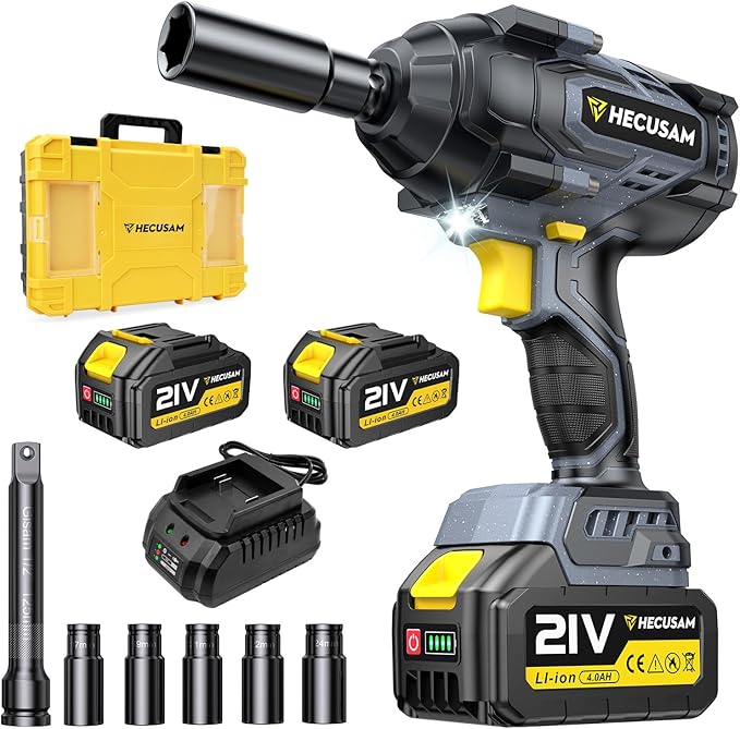 1328Ft-lbs (1800N.m) Impact Wrench Cordless, 1/2" Brushless High Torque Impact Gun, 4-Speed Power Impact Wrenches with 2 X 4000mAh Batteries & Full Accessory Kit for Mechanics/Car Repair