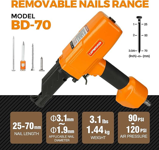 Air Nail Puller Nail Remover Pneumatic Denailer Tool for Recycled Wood Fence Pallet (Ideal for soft or medium-hard woods)