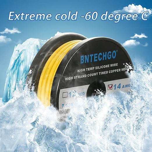 BNTECHGO 14 Gauge Silicone Wire Spool 50 ft Yellow Flexible 14 AWG Stranded Tinned Copper Wire