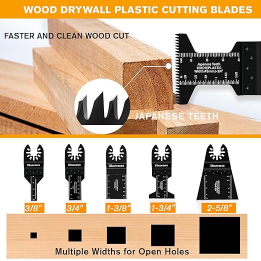 35PCS Multitool Blades Metal Cuts, Quick Release Oscillating Tool Blades for Metal Wood Nails Drywall Cutting, DIY and Pro Saw Blades Set Compatible with Dewalt Milwaukee Ryobi Dremel