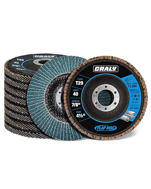 CRALY 4-1/2 Inch Flap Disc, 7/8 in Arbor, 40 Grit, Type 29 Premium Zirconia Sanding Disc for Angle Grinder, Hi-Performance Abrasive Grinding Wheel for Stainless Steel, Metal Sanding & Finishing, 10PC