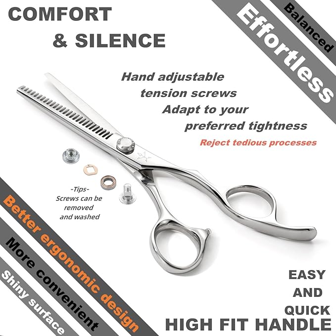 High-end Professional Hair Thinning Scissors Hair Cutting Teeth Shears Barber Hairdressing Texturizing Scissor Extremely Very Sharp 5.5 Inch Stainless Steel Alloy For Men,Women,Salon & Home