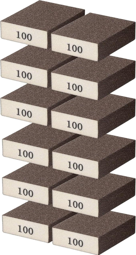 6Pcs Sanding Sponge 100 Grit Sanding Block Washable and Reusable for Wood, Metal, Wall Polish