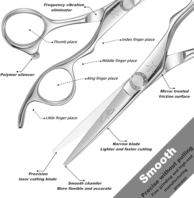 High-end Professional Extremely Very Sharp Barber Hair Cutting Scissors Hairdresser Shears For Hair 5 Inch Haircut Scissor Made Of Stainless Steel Alloy For Hairdressing Salon and Home Use